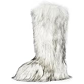 Wild Diva MELANIE-39 Women's Y2K Rave Trendy Fluffy Faux Fur Knee-High Winter Fashion Snow Boots