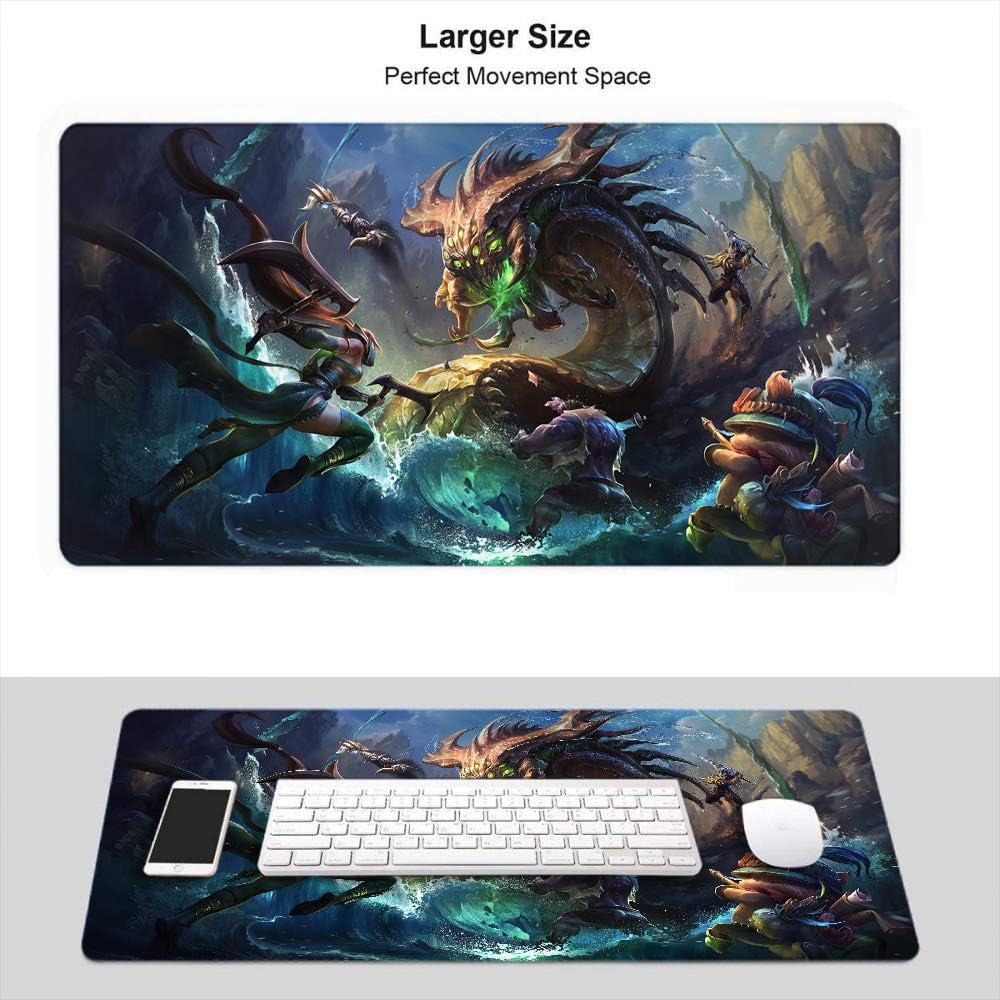 Gaming Mouse Pad Large, Thick Large (31.5×11.8 Inch) for League Legends Office Mouse Pad Office & Home Fashion Creative, Summoner Rift Battle Akali Mundo Teemo Vs Baron Nahsor
