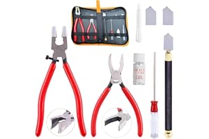 MEILLYOCEAN Glass Cutting Tool Set Kit,Premium Glass Running Breaking Pliers and Glass Cutter Kit, Heavy Duty Glass Cutting Tool with Rubber Tip, Work Great for Stained Glass, Mosaics, Fusing, Breaking
