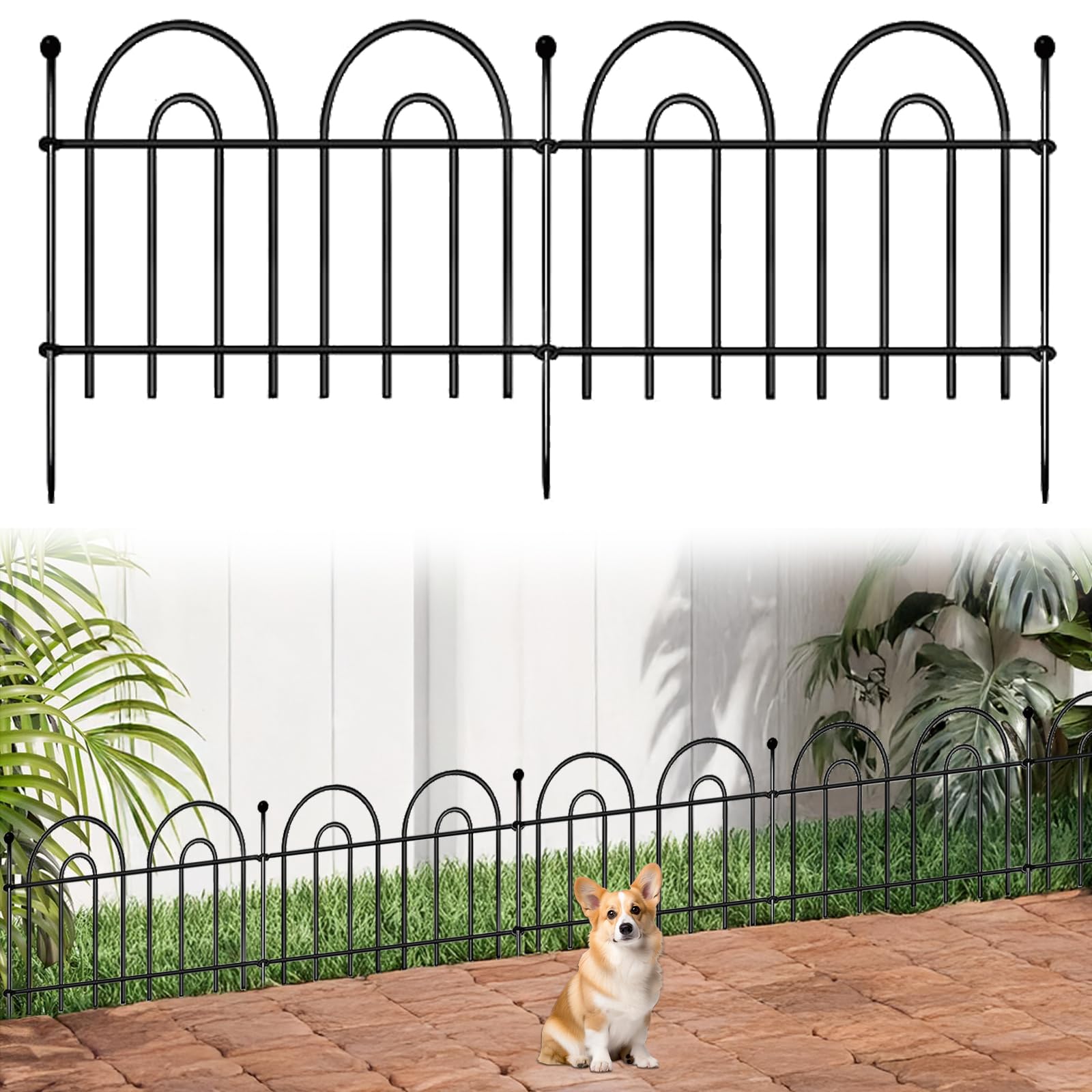 Photo 1 of 20 Pack Garden Fence 26Ft No Dig Metal Wire Decorative Landscaping Fence 18.9" High Dog Barrier Flower Bed Edging Yard Decor