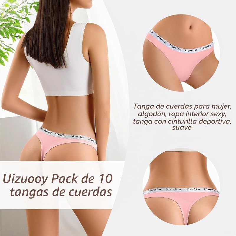 Tangas femininas embalam roupa interior de algodão de 10 multicolor-un4 s — foto 3 de 7