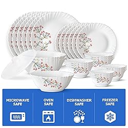 Borosil 35-Piece Opal Glass Dinnerware Set for 6