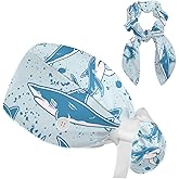 Funny Frogs Pattern Scrub Cap, Adjustable Working Cap with Button, Bouffant Caps with Bow Hair Scrunchy