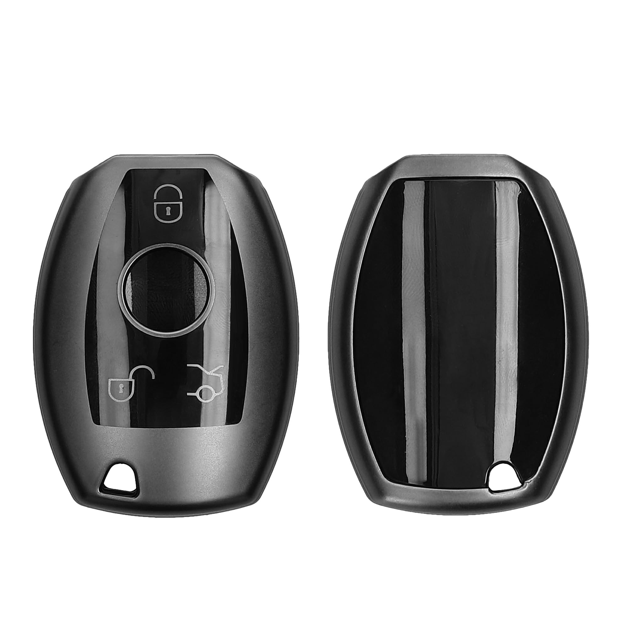 kwmobile Key Cover Compatible with Mercedes-Benz 3 Button Car Key - Soft TPU Car Key Fob Protector Case - Black Matte/Black