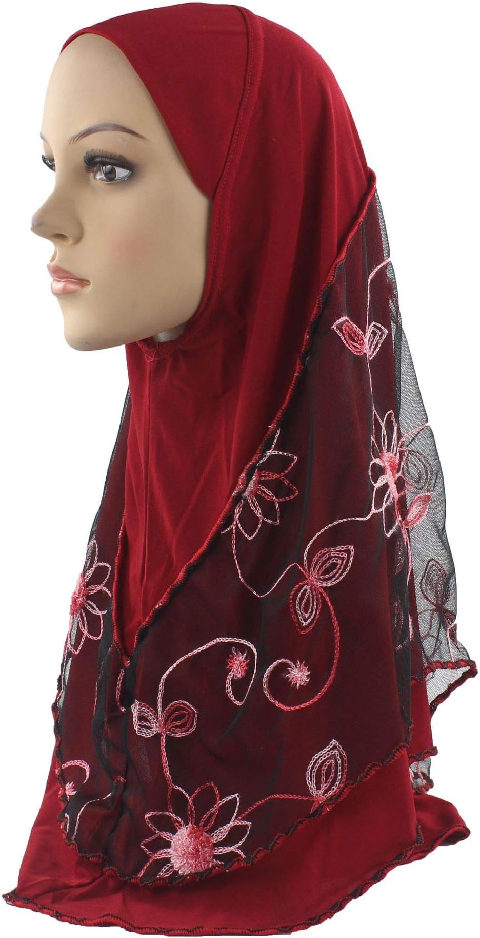 Muslim Hijab Embroidered Scarves Wrapped With Beauty Gauze Flower Pattern Soft Scarf for Women