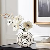 Konstera Ceramic Small Donut Vase - Hand Painted Glossy Finish Flower Vase, Unique Modern Decor for Living Room, Coffee Table