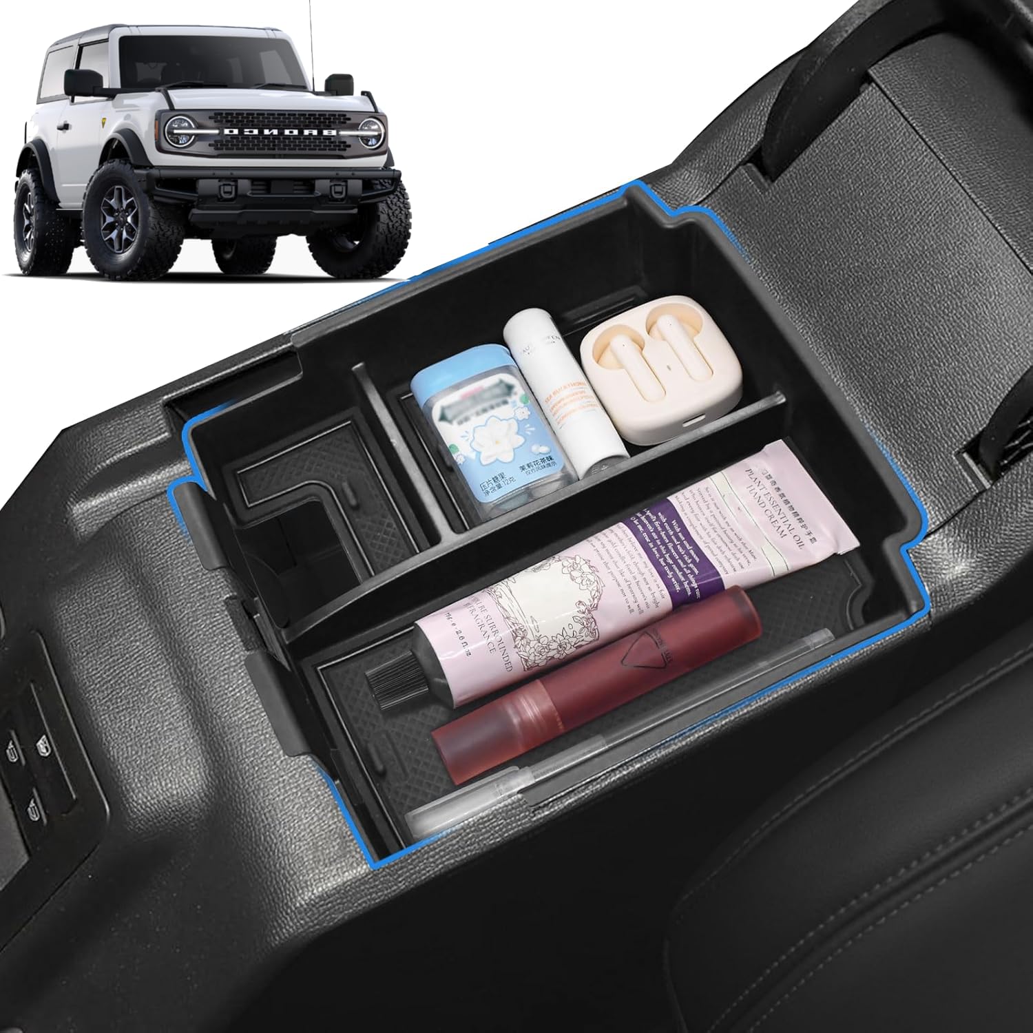 Photo 1 of GZSH 2025 Upgrade Center Console Organizer fit for 2025 Ford Bronco 4 Door Full Size Ford Bronco Center Console Storage for Ford Bronco 2025 Storage Accessories |Easy to Install||Not for Sport Model|