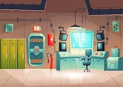 Loccor 5x4ft Fabric Cartoon Science Lab Backdrop
