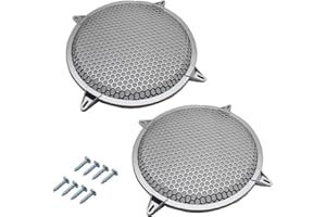 OZXNO 2 Pcs 12 Inch Speaker Grills Subwoofer Grill Waffle Grill Guard Protector Covers with Mounting Screws ABS Mesh Round Subwoofer Speaker Cover (Silver)