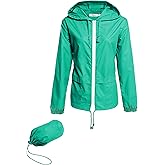 Hount Women's Lightweight Hooded Raincoat Waterproof Packable Active Outdoor Rain Jacket (S-3XL)