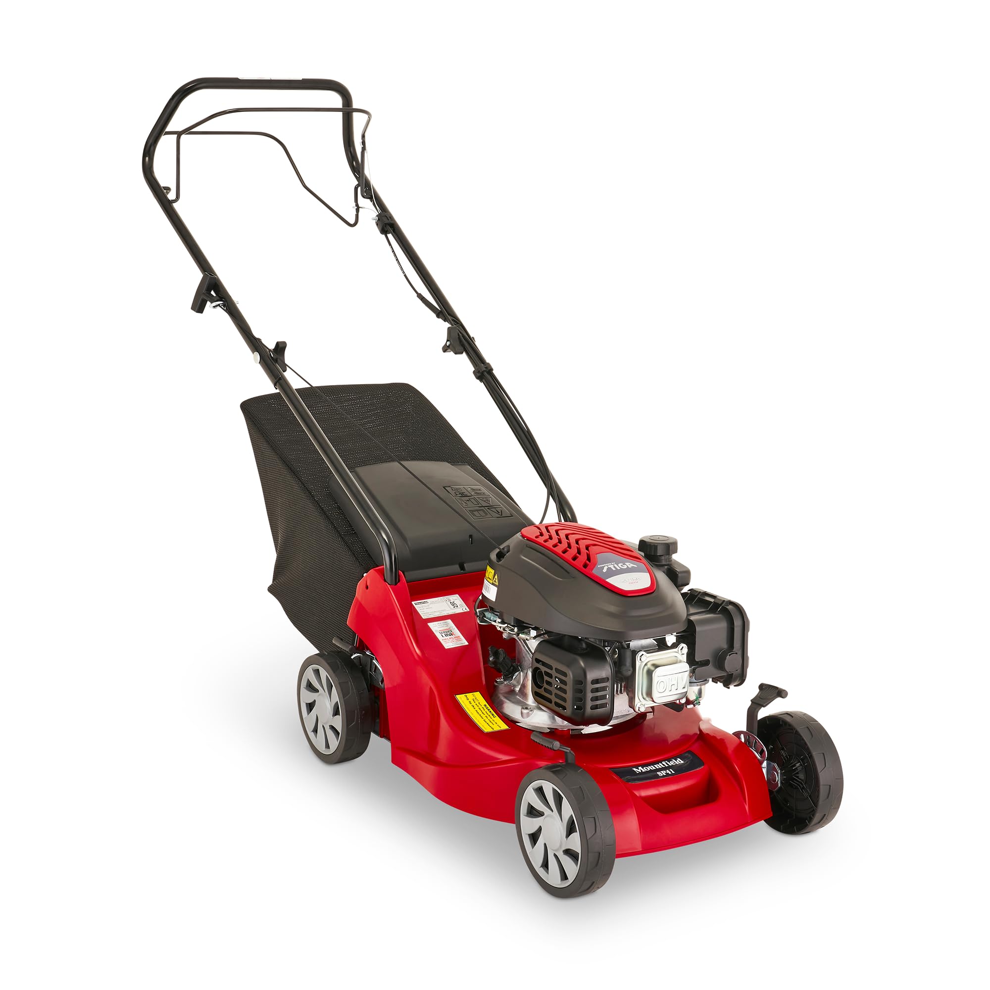 Mountfield SP41 Petrol Lawnmower, Self-Propelled, 39cm cutting width, 123cc ST120 Autochoke petrol engine, Up to 250m², Includes 40L Grass Collector