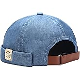 XYIYI Mens Docker Cap Brimless Hats Skullcap Worker Sailor Cap Rolled Cuff Retro Beanie Hat