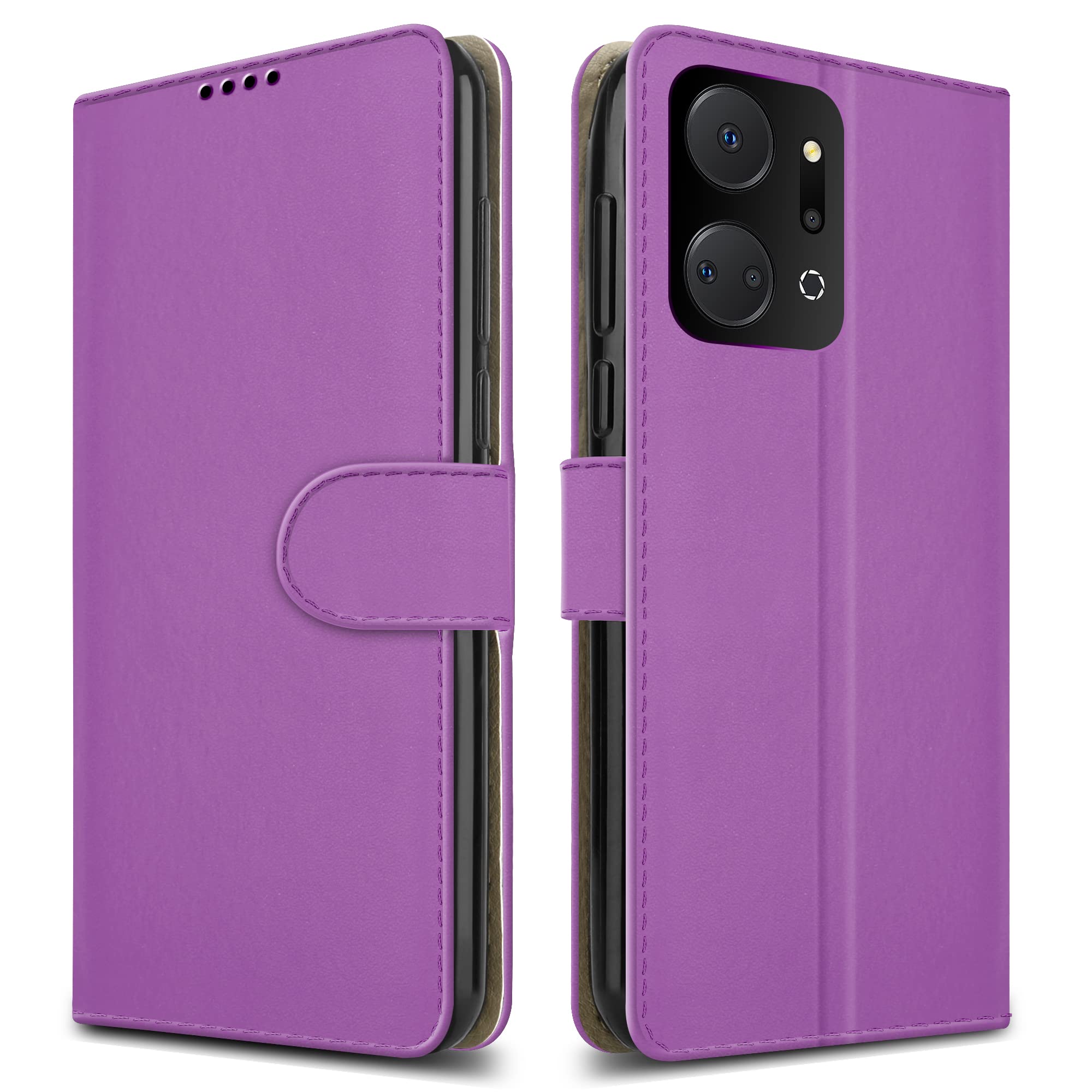 PIXFAB For Honor X7A 4G Leather Phone Case, Magnetic Closure Full Protection Book Folio Design, Wallet Case Cover [Card Slots] and [Kickstand] For Honor X7A (4G) - Purple