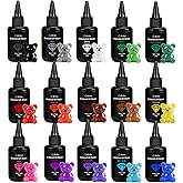 JDiction 15 Colors UV Resin, Odorless Hard Solid Colored UV Resin for Jewelry Making, Casting and Coating, Crafts and Decoration(20g Each)