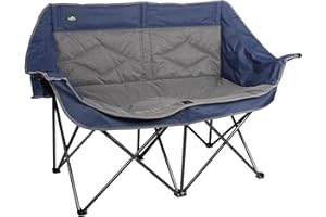 Northroad Folding Loveseat Camping Chair Portable Double Duo Full Padded Garden Chair for 2 Person Sofa w/2 Cup Holder,Wine Glass Holder,Support 600lbs for Picnic Beach Travel (Blue)