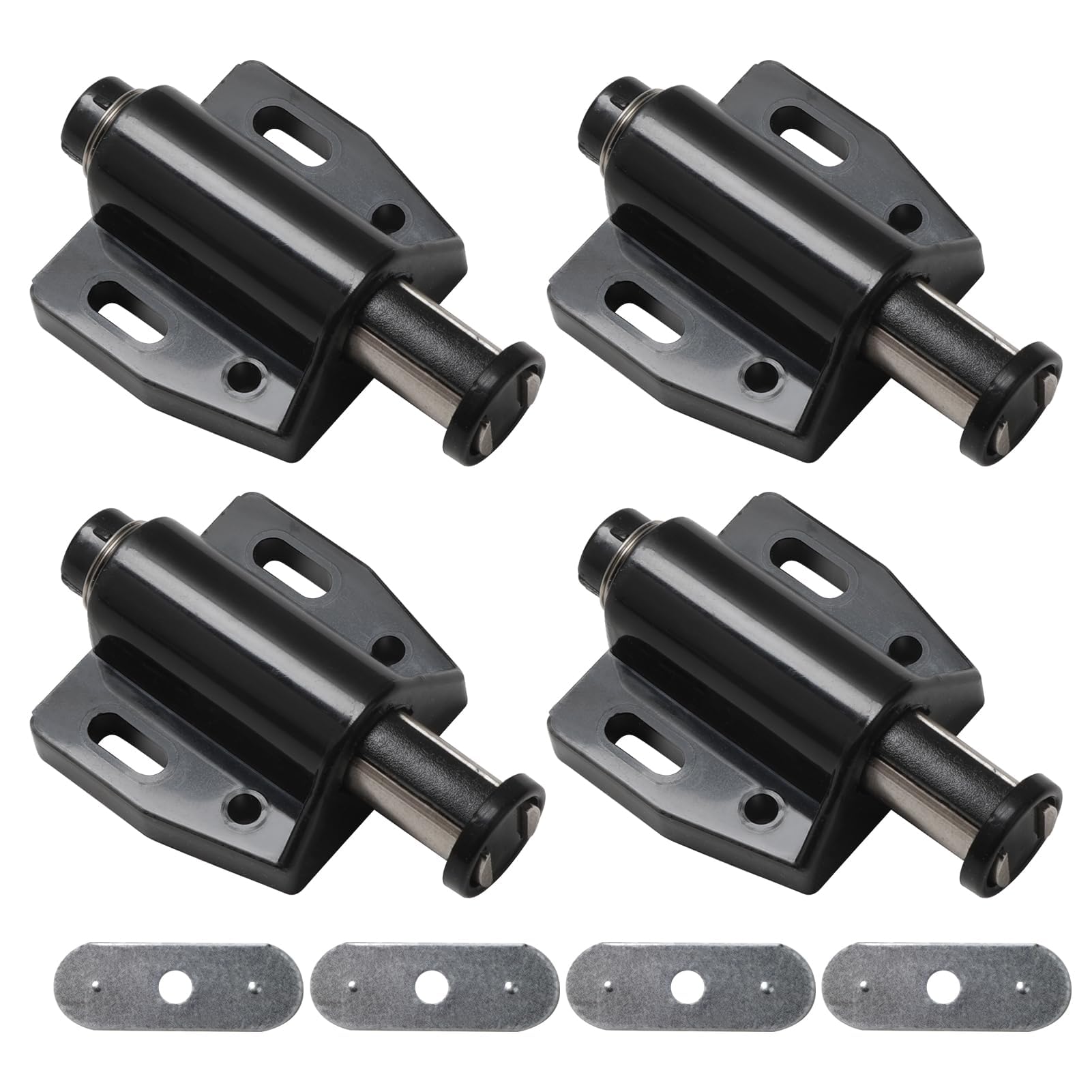 Push to Open Door Catches for Cabinet Magnetic Door Catch Black Single Magnetic Pressure Touch Release Catches Latch for Open and Close The Door with a Single Push Including Fixing Screw (4 Pack)