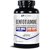 Healthfare Benfotiamine 300mg | 200 Veg Capsules | Enhanced Absorption | Supports Overall Health | Increased Bioavailability