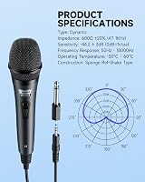 Moukey Dynamic Microphone Cardioid Wired Mic with 13ft Cable Gray view 2