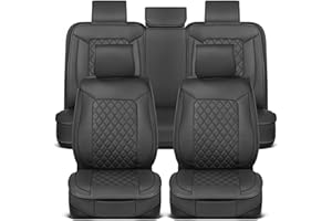 Motorbox Prestige Premium Seat Covers, Semi-Custom Fit Car Seat Covers Full Set, Automotive Interior Cover for Car Truck Van SUV, Made with Faux Leather for Superior Feel & Durability - Black