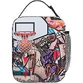 FDNUPIAN Graffiti Basketball Hip Hop Hippie Men Insulated Lunch Bag Portable Lunch Box Reusable Totes For Women Men