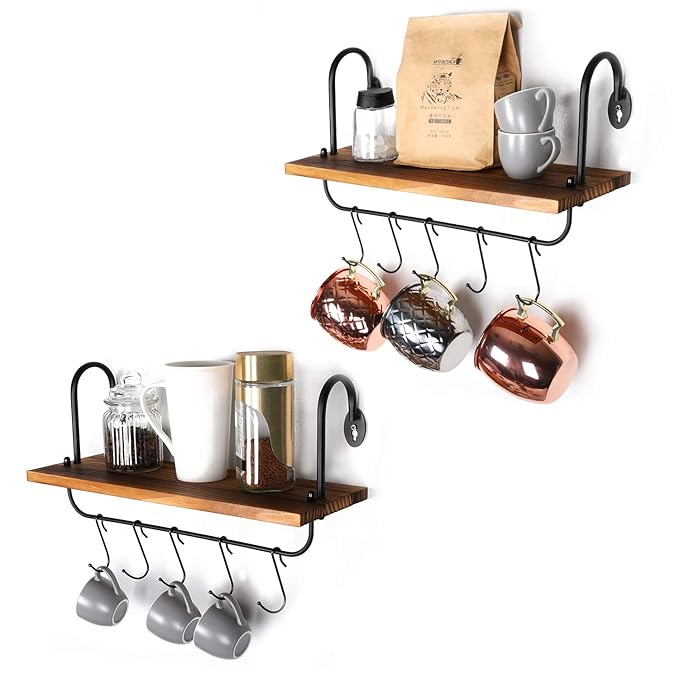 Olakee Wall Floating Shelves for Kitchen Bathroom Coffee Nook with 10