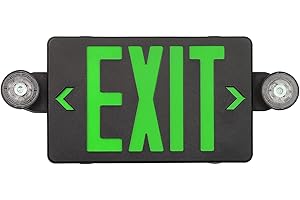 GZRUIYANG Black Housing Exit Sign with Emergency Lights Green, LED Emergency Exit Light with Battery Backup, UL 924 Certified, AC 120/277V, Commercial Emergency Lights Combo for Business - 1 Pack