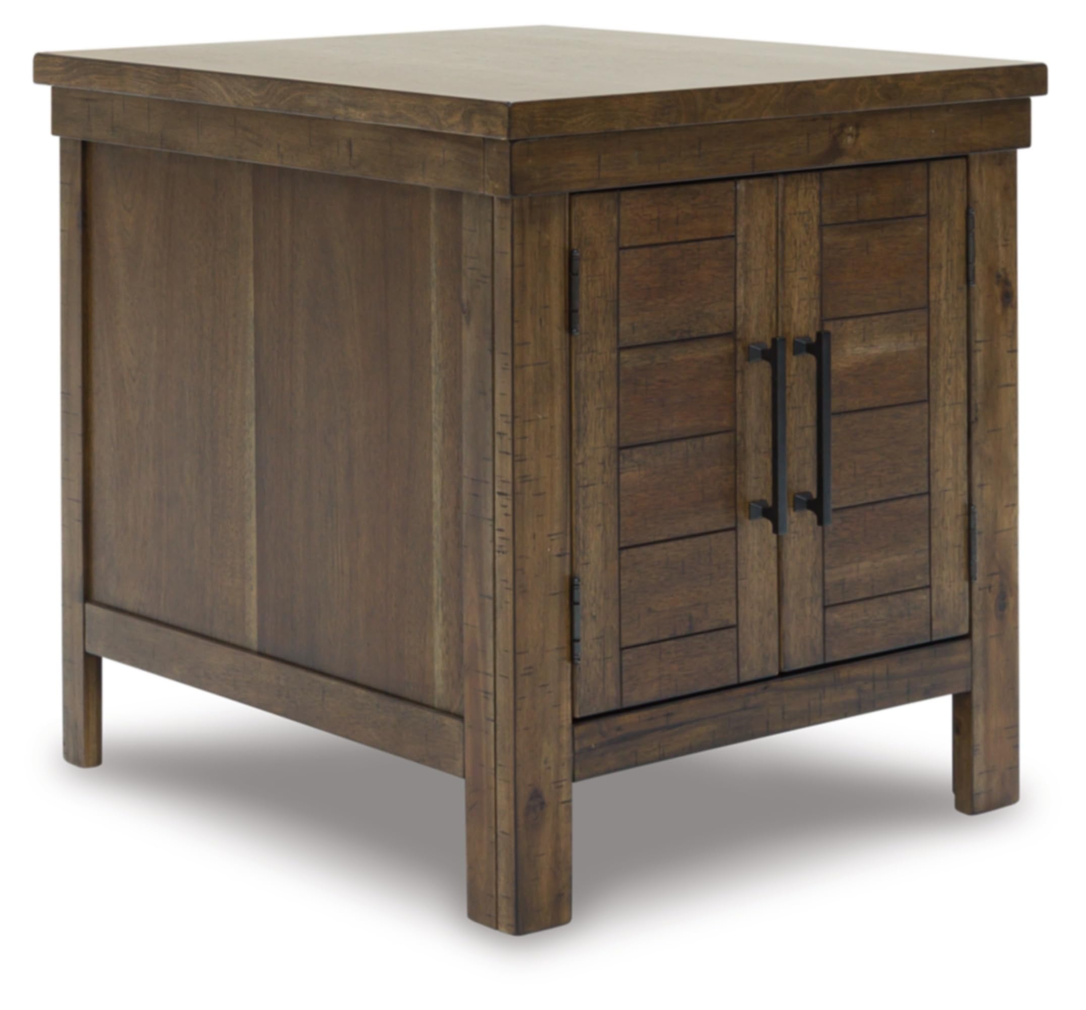 Photo 1 of [table top damage] Signature Design by Ashley Moriville Rustic Farmhouse End Table with Dual Cabinet Doors, Brown
