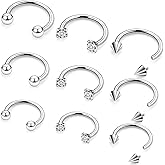 Cisyozi 16G Septum Rings Internally Threaded 316L Surgical Steel Septum Jewelry Lip Rings Hoop Labret Jewelry Snake Bite Piercing Jewelry Horseshoe Earrings Daith Piercing Jewelry for Women Men