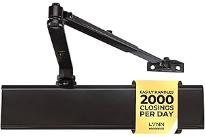 LYNN HARDWARE Heavy Duty Automatic Door Closer (Bronze) - Commercial Grade, Contractors Choice, Adjustable Speed & Force, Delayed Closing Timer, 3 Mounting Options, 3 Hour Fire Rated (DC8016 Model)