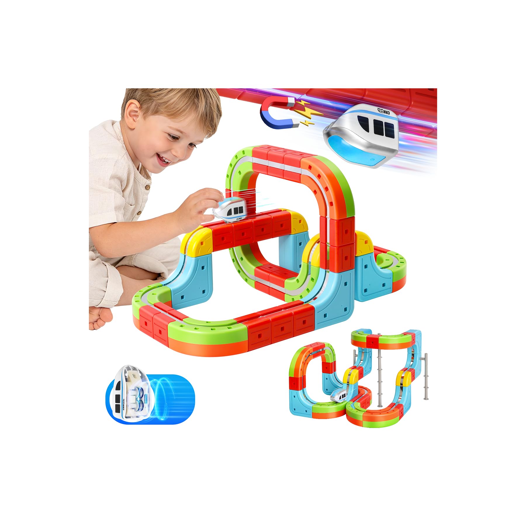 Hamino Electric Train Set for Kids with Anti-Gravity Magnetic Floating Tracks, Children's Electric DIY Railway Tracks Set STEM Toy, Christmas Birthday Gift for Boys Girls Age 3 4 5 6 7 8+ (38PCS) — image 1