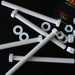 5x White Hexagon Head Screws Polypropylene