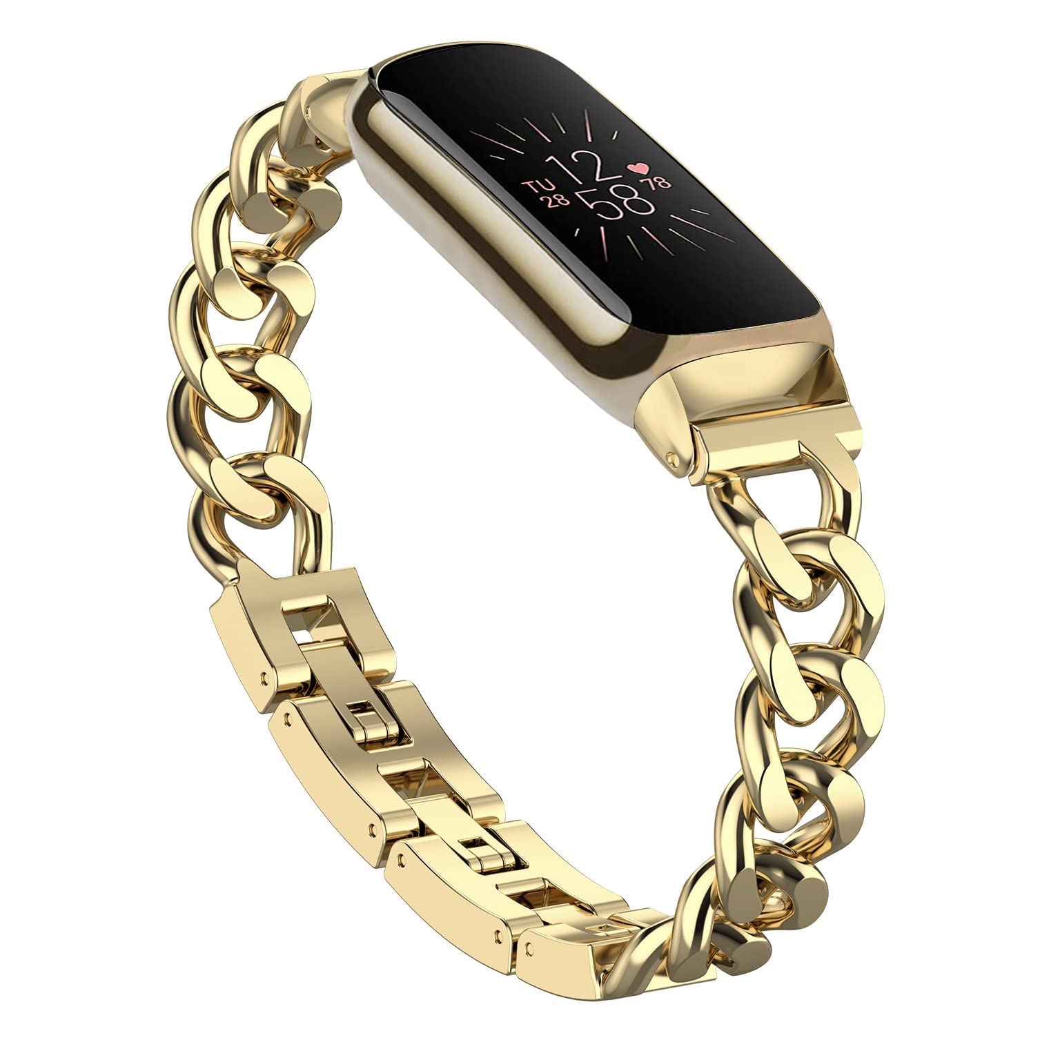 Photo 1 of Bolesi Compatible with Fitbit Luxe Bands,Slim Metal Band Stainless Steel Adjustable Straps Replacement Bands for Fitbit Luxe Smart Watch for Women Men,Gold