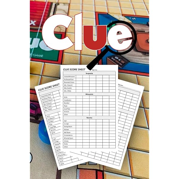 Clue Cards Replaceent: 130 Score Sheets Refills for Clue Board Gae, Clue Replaceent Pads
