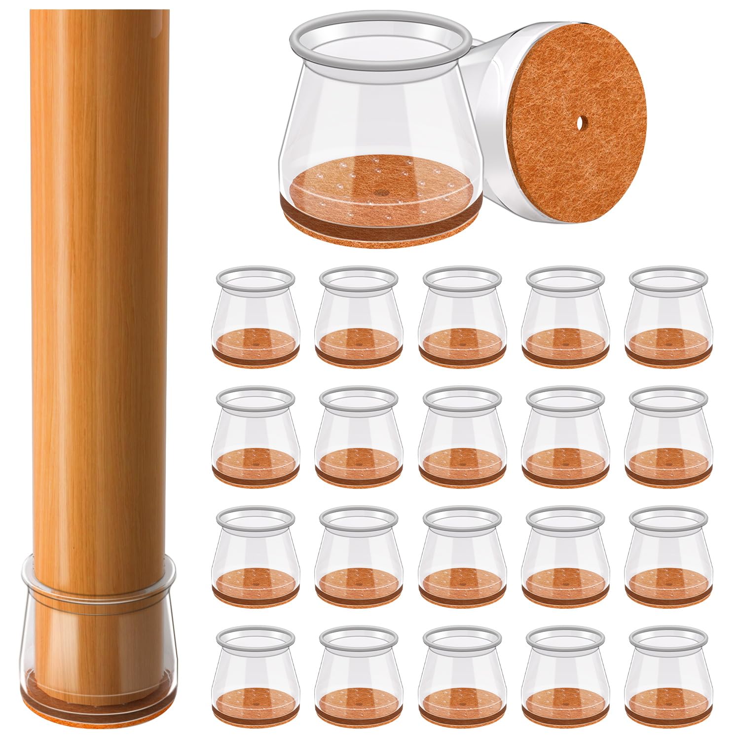 Photo 1 of 28Pcs Chair Leg Floor Protectors for Hardwood Floors Silicone Caps Felt Furniture Pads Covers Clear Chair Sliders, Protect The Floor from Scratches(Fit:1.3"-2")