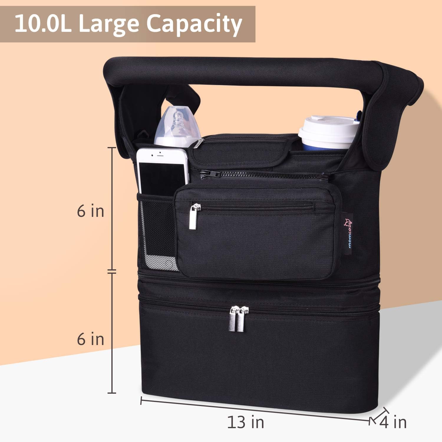 Momcozy 2-IN-1 Stroller Organizer With Insulated Cup Holders & Insulated Baby Bottle Bag / Breastmilk Cooler Bag, Fits for Stroller Like Uppababy, Baby Jogger, Britax, Bugaboo, BOB, Umbrella: Home Improvement