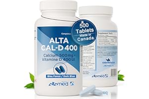Altamed Alta Cal D Calcium Vitamin D Tablets Calcium Supplement for Women and Men, Bone Strength and Teeth, Made in Canada, (