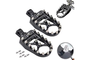Sresk Offroad CNC Wide Foot Pegs for Harley Sportster Iron 883 Dyna Street Bob Razor MX650, 360 Degree Rotating MX Chopper Bobber Style (Black)