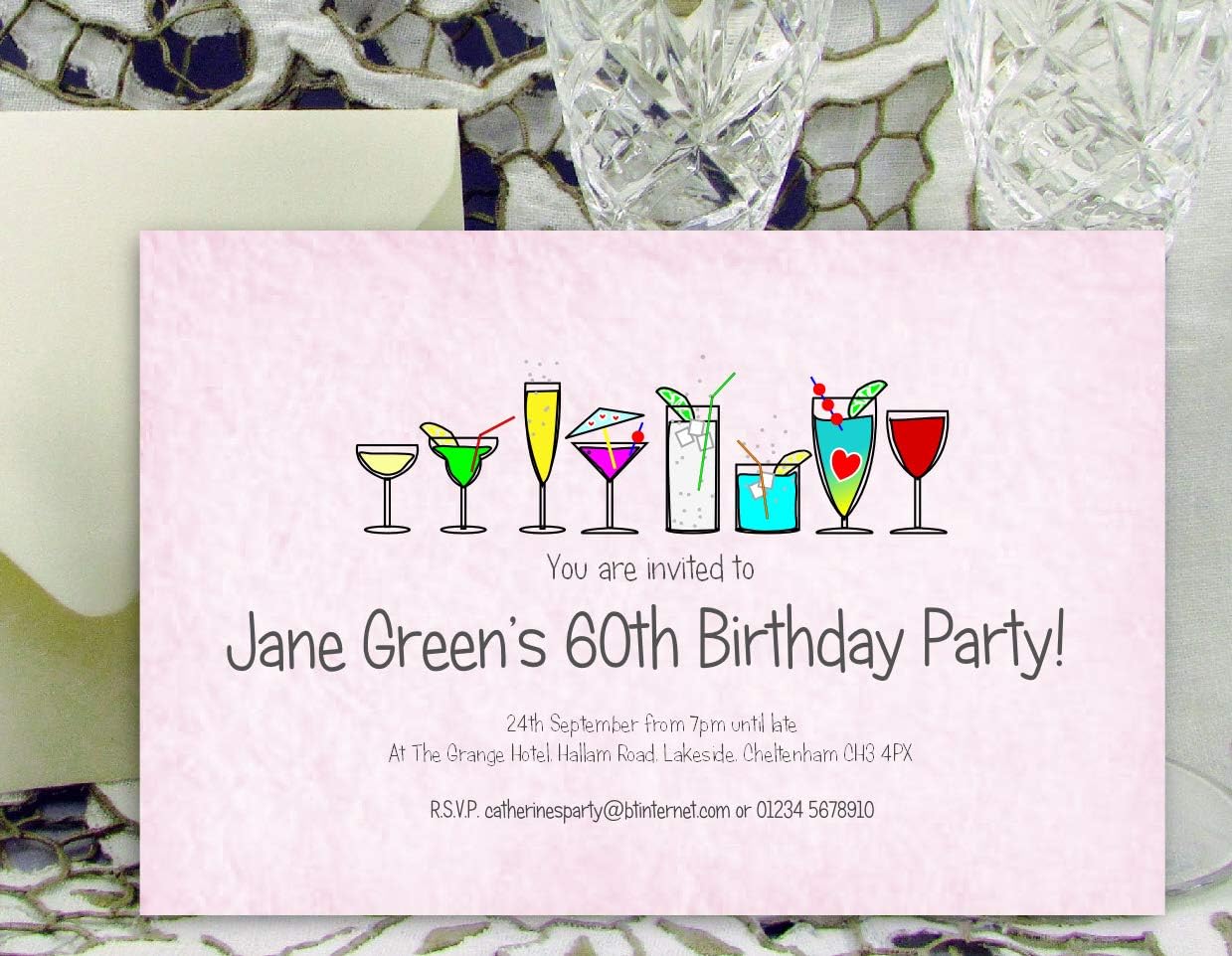 Cocktail Birthday Invites For 18th 21st 30th 40th 50th 60th 70th 80th 90th The Save The Date People 50 Party Invitations Personalised For You For Any Age With Free Envelopes Toys
