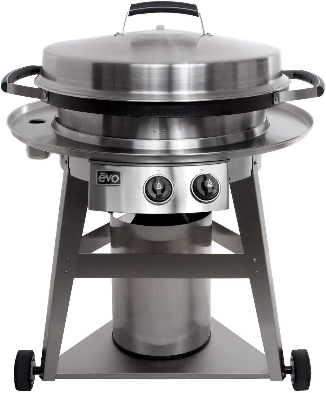 review evo Professional Series Grill on Cart (10-0002-NG), Seasoned Steel Cooktop, Natural Gas