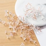 ZHIYE Push Pins 100 pcs Rose Gold Clear Map Thumb Tacks 8mm 23mm with Container view 5
