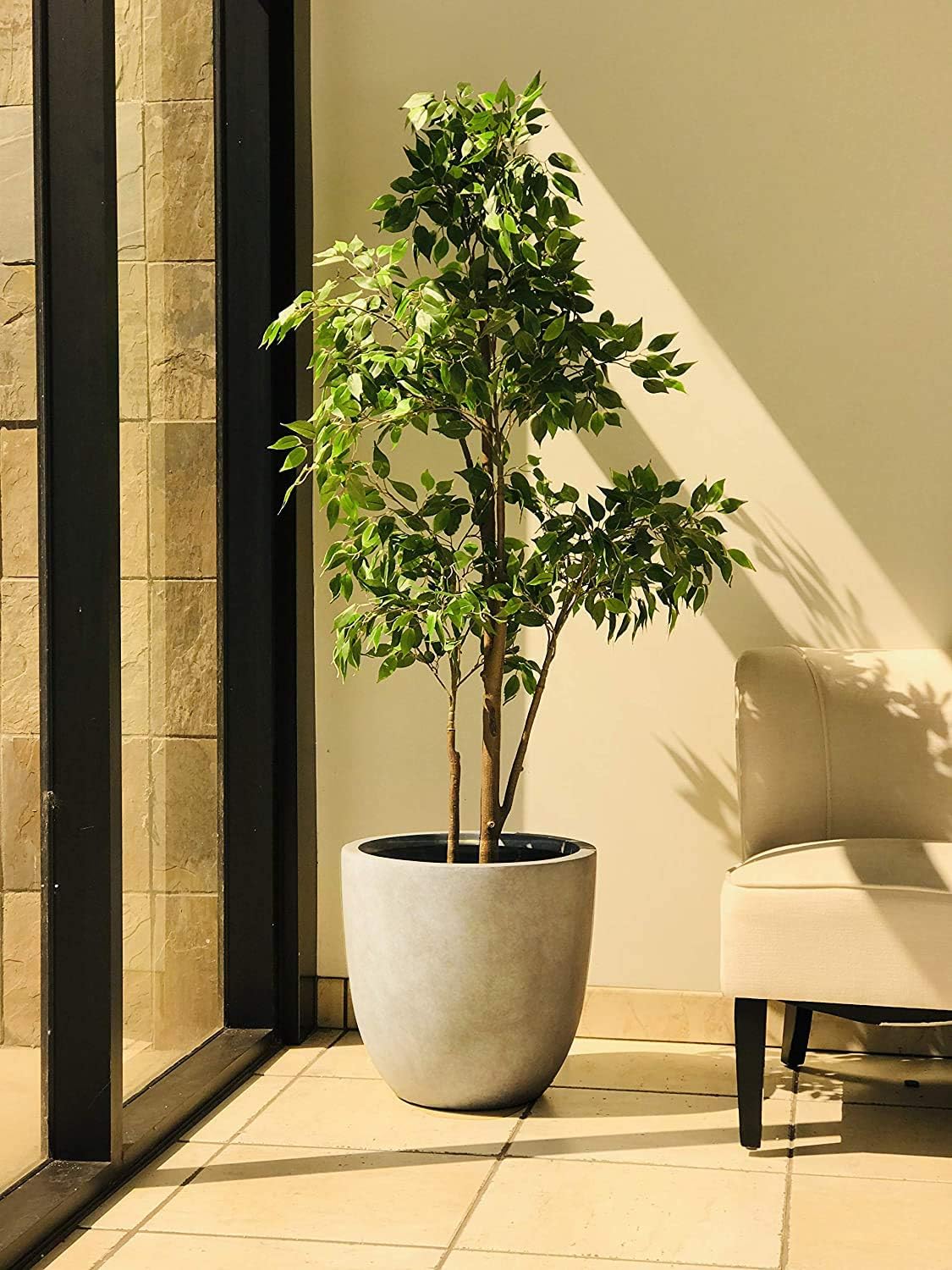 Kante RC0050C-C80021-2 Lightweight Durable Modern Round Outdoor Planter, Weathered Concrete : Garden & Outdoor