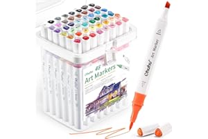 Ohuhu Brush Markers Alcohol Based: Double Tipped Art Sketch Drawing Marker for Artists Adults Beginners Coloring Landscape Architectural Design - Brush& Chisel - 48-color w/Marker Storage Case