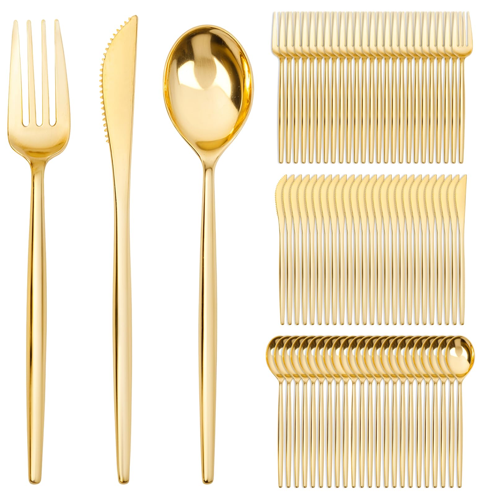 Photo 1 of SUT 600 Pcs Gold Plastic Silverware, Gold Disposable Utensils, Heavy Duty Cutlery Set, Disposable Silverware Set Include 200 Forks, 200 Spoons, 200 Knives Heavy Duty Flatware for Party