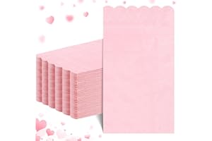 NatNarr 60 Pcs Pink Napkins, 2 Ply Scalloped Valentines Napkins Light Pink Disposable Guest Hand Towels for Bathroom Paper Party Dinner Napkin for Valentines Day, Wedding, Baby Bridal Shower, Birthday