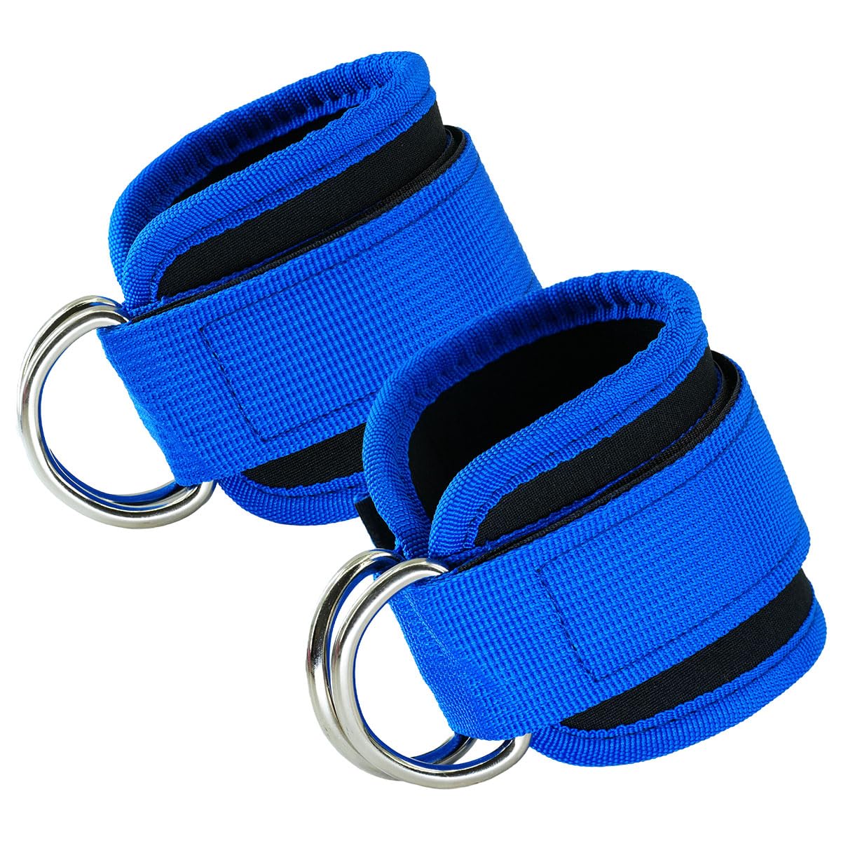 Ankle Straps,Double D-Ring Ankle Resistance Bands Adjustable Wrist Cuffs Kickback Strap for Cable Machine Leg Exercise Attachment 1 Pair (Blue)
