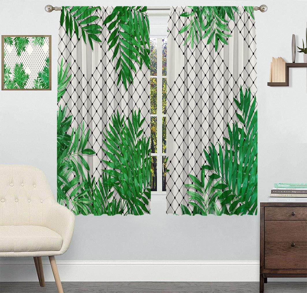 Yahonwa Tropical Decor Curtains, Tropical Pattern with Palm