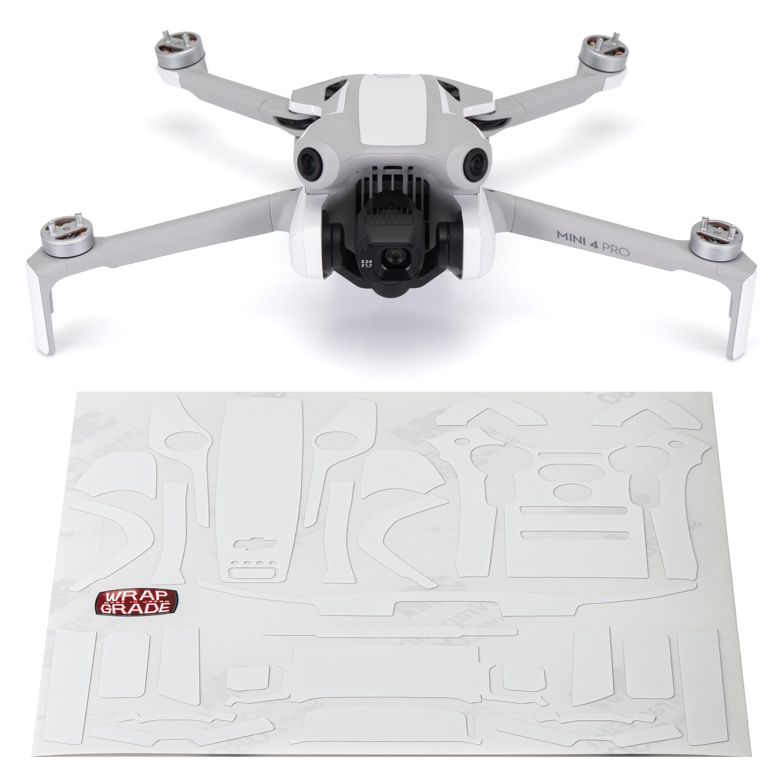 WRAPGRADE Skin Stickers Compatible with DJI Mini 4 Pro | Accent Color (Racing White)