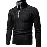 Mylldey Quarter Zip Sweater Men's Pullover Sweaters Knit Long Sleeve Sweater Mens