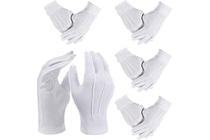 Wanmu 5Pairs White Usher Gloves for Church Men Polyester Parade Glove Dress Gloves for Police Funeral Server Usher Uniform