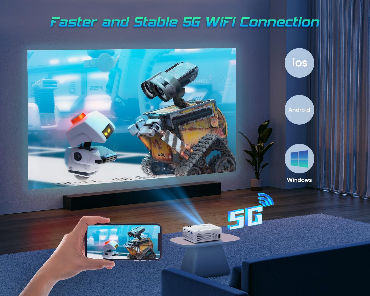 TMY Projector with WiFi and Bluetooth【100